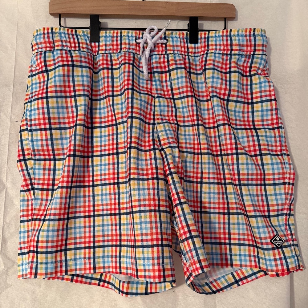 Sperry Men's Swim Trunks Red/Blue/Yellow Lined XL